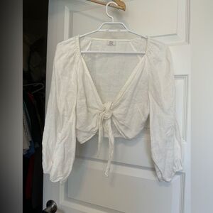 Wilfred Linen Tie Front Top